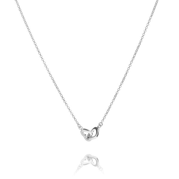 Together – halskæde i rhodineret sølv med hjerter 45 cm